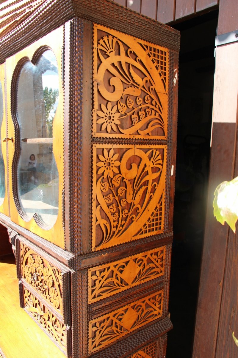 Two-part Sideboard In "tramp Art " Style -photo-5