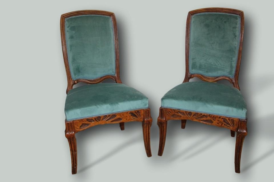 Paire De Chaises " berce des pres " emile gallé 