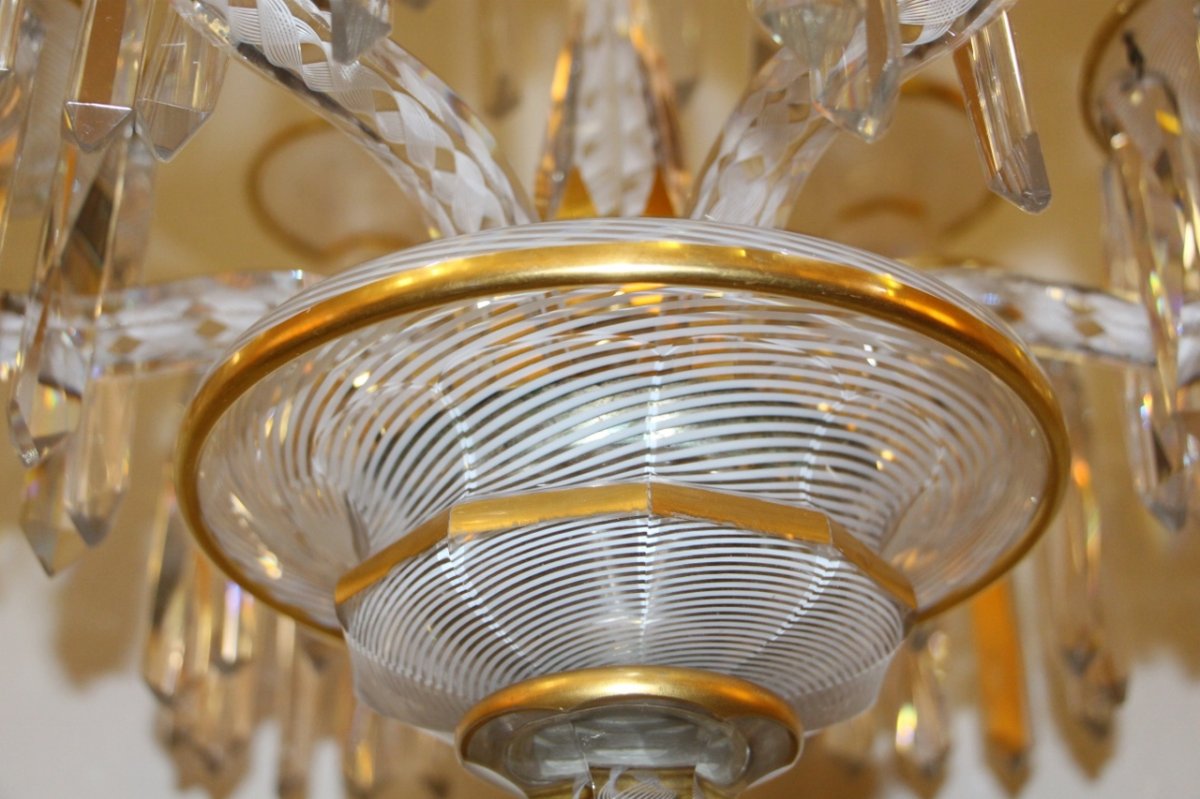 éxeptionnel Candélabre En Cristal De Baccarat  A Décor De Latticini -photo-2