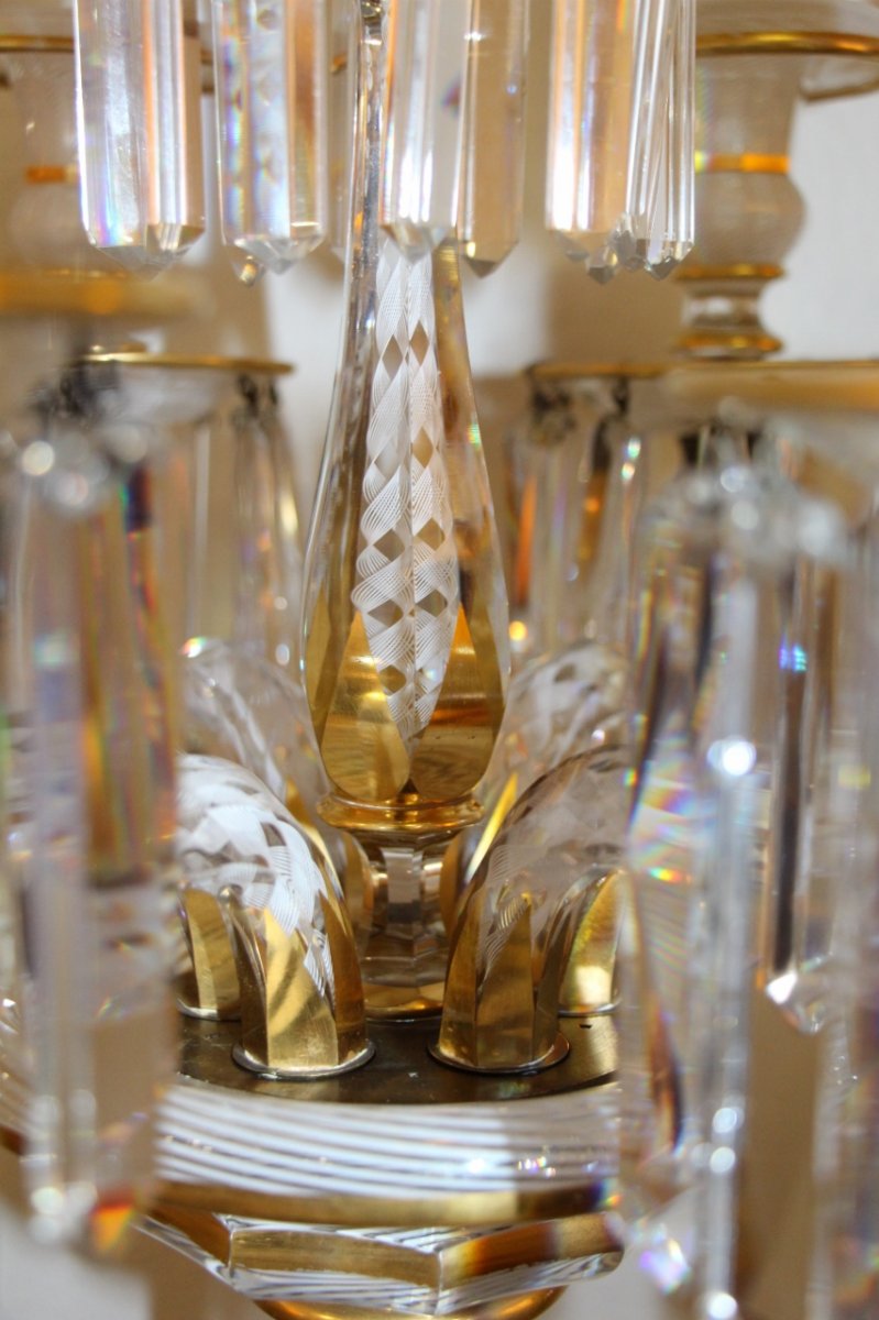 éxeptionnel Candélabre En Cristal De Baccarat  A Décor De Latticini -photo-5