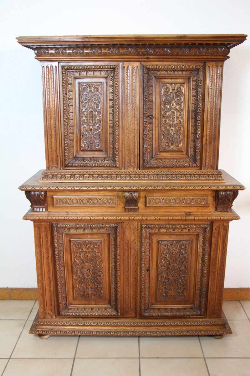Small Buffet Two Corps Renaissance Style 149 Cm Height-photo-2