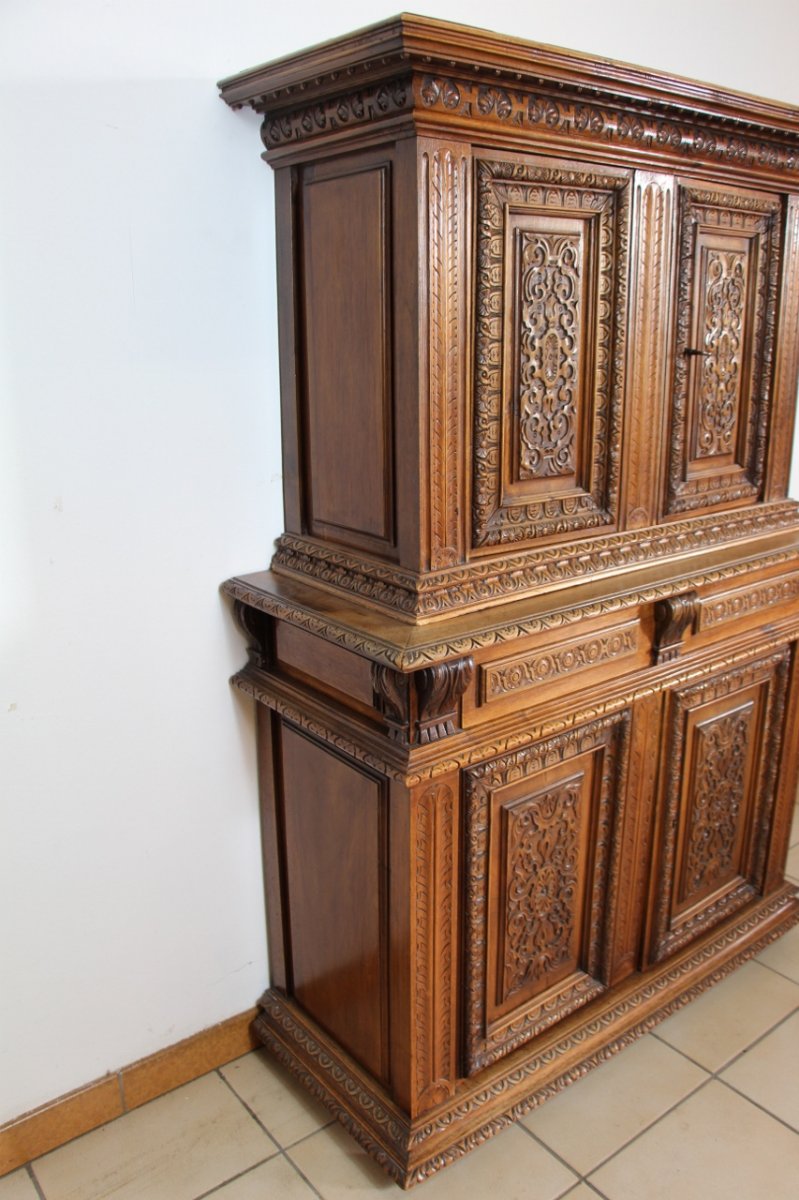 Petit Buffet Deux Corps Style Renaissance 149 Cm De Hauteur-photo-4