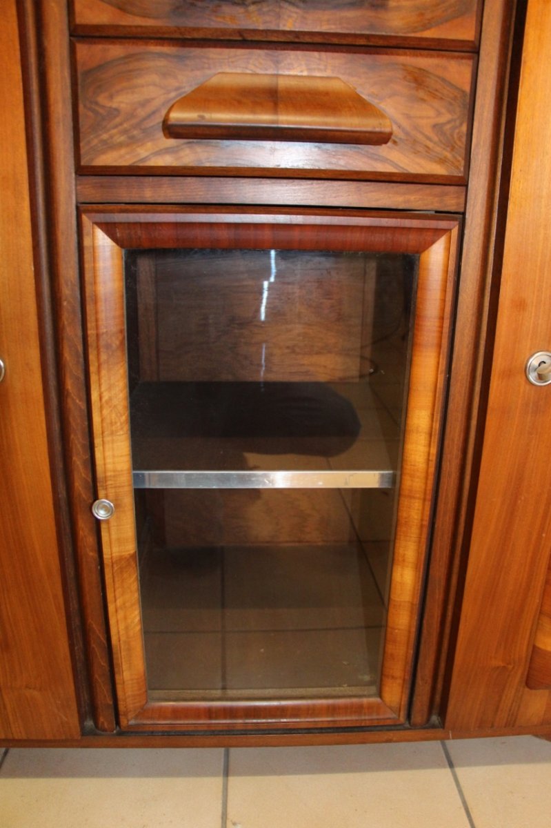 Sideboard Year 50 In Burl Walnut, Stamped-photo-1