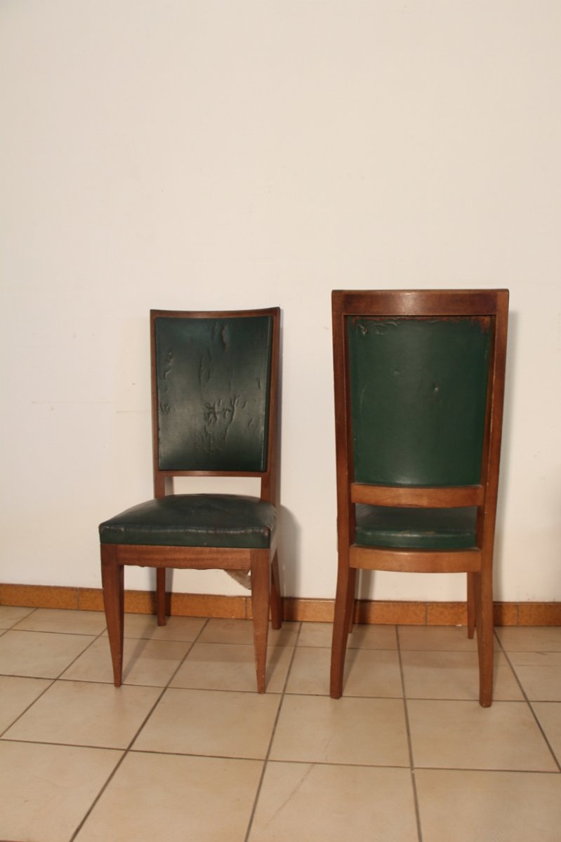 Serie De 6 Chaises Art Déco En Acajou -photo-2