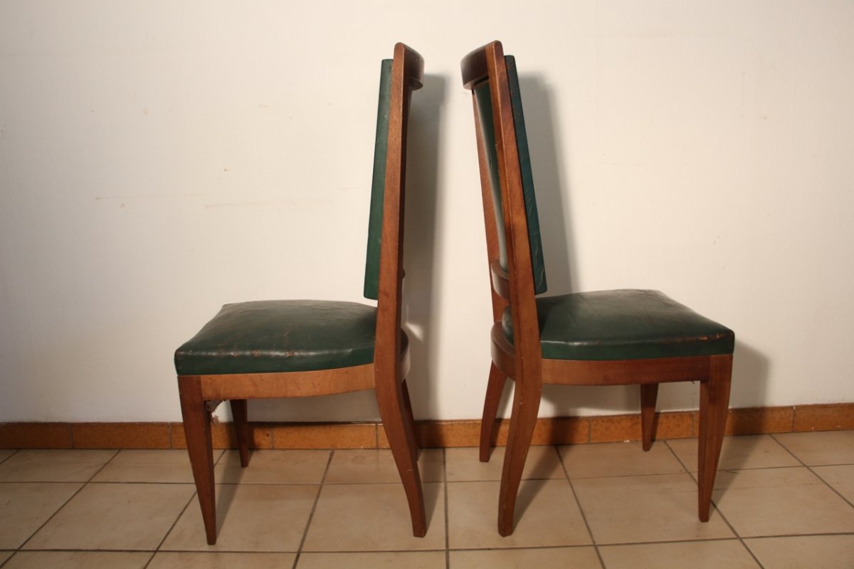 Series Of 6 Art Deco Mahogany Chairs-photo-3