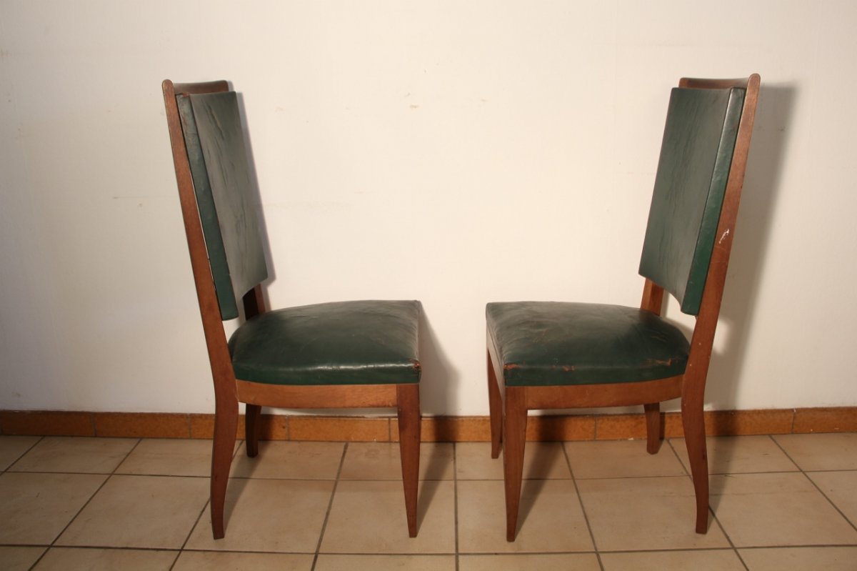 Series Of 6 Art Deco Mahogany Chairs-photo-4