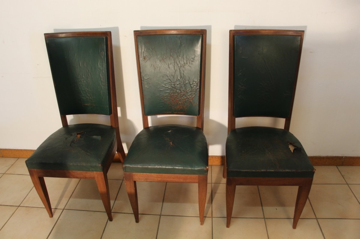 Serie De 6 Chaises Art Déco En Acajou -photo-2