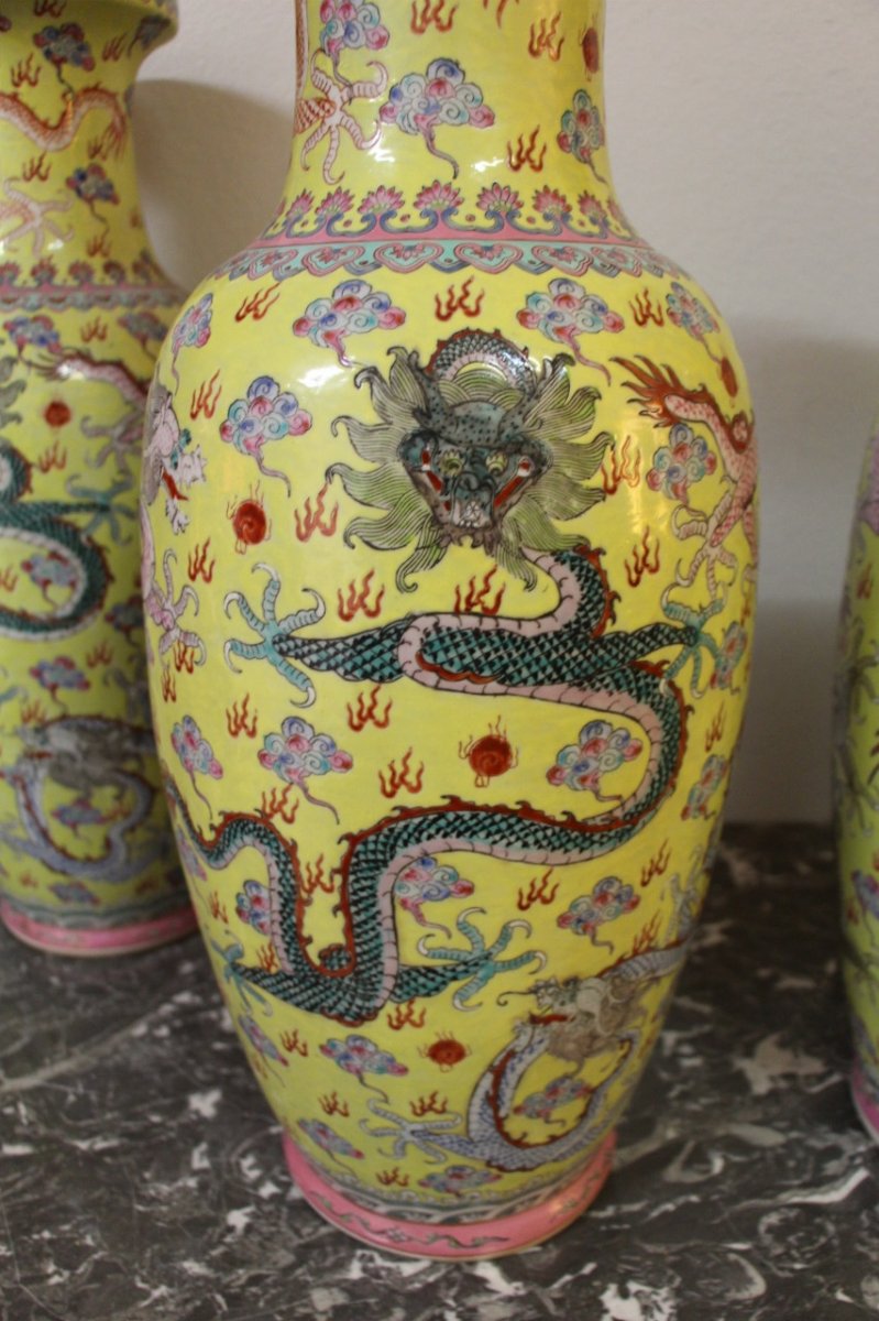 Suite De Quatre Grands Vases En Porcelaine , Chine Début XXeme-photo-2