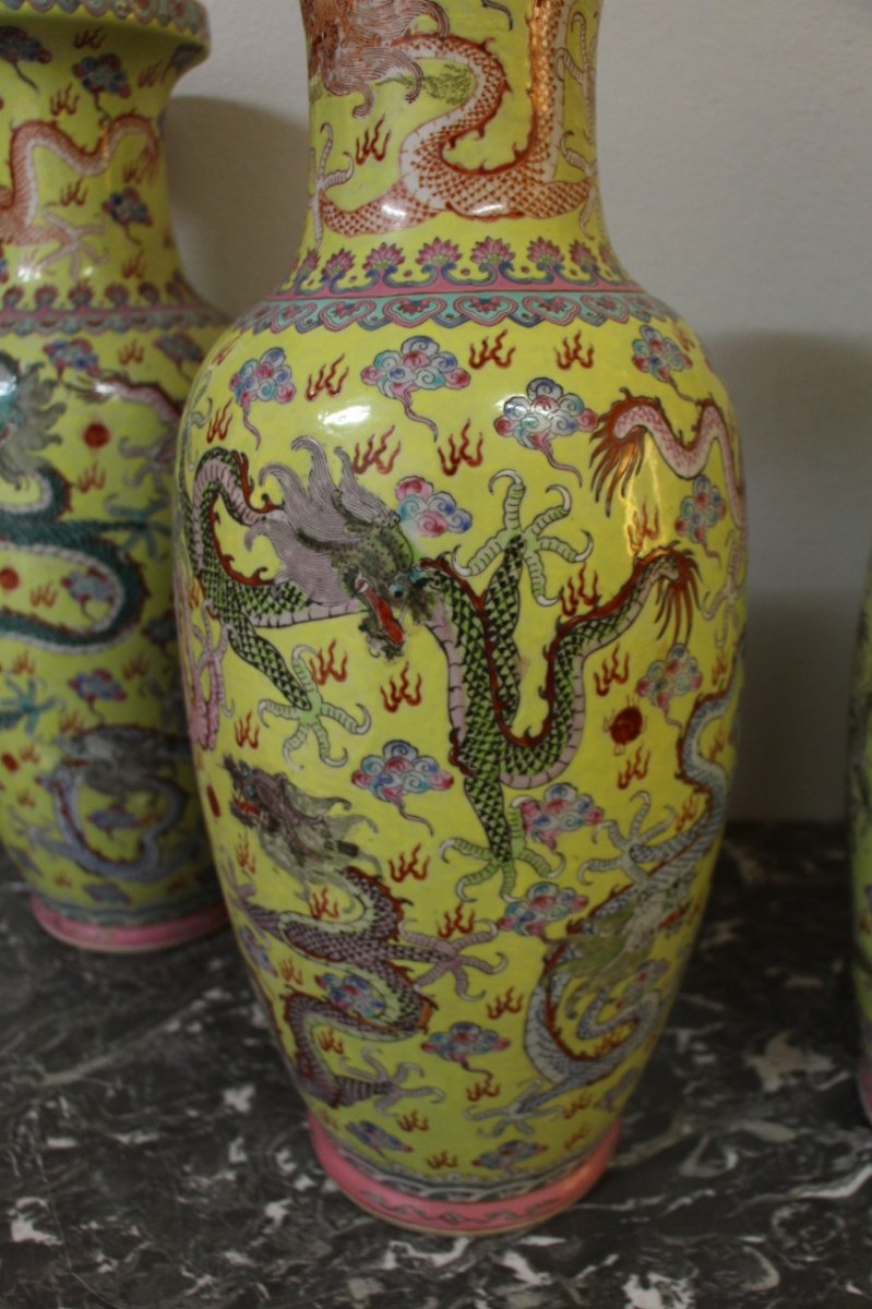 Suite De Quatre Grands Vases En Porcelaine , Chine Début XXeme-photo-4