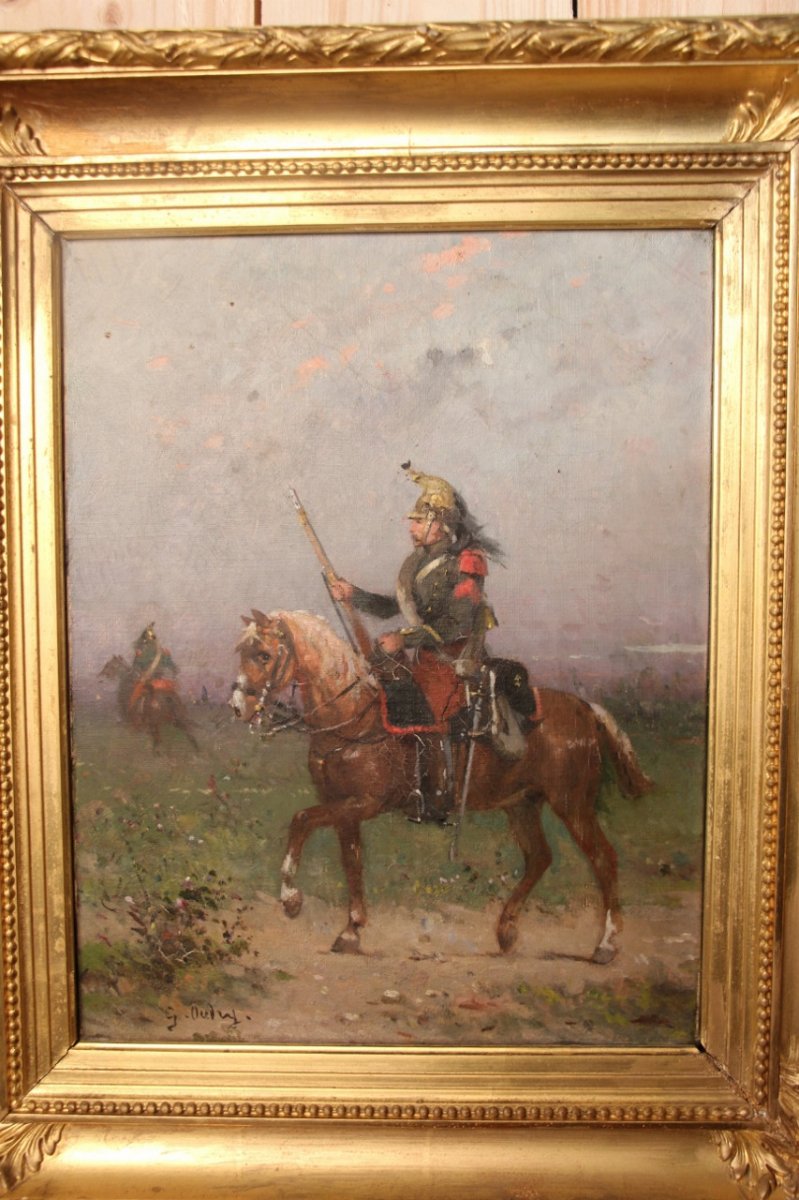 Oil On Canvas By Gustave Oudry "the Dragon On Horseback"-photo-2