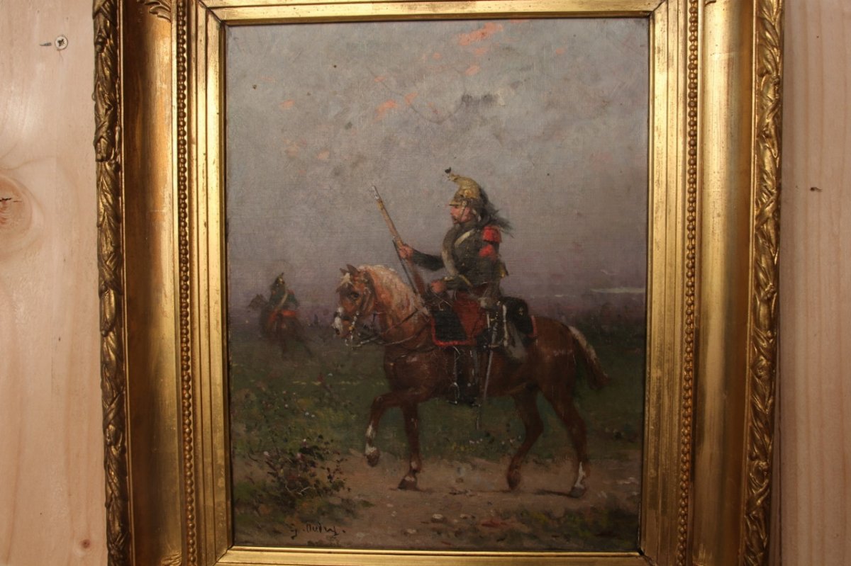 Oil On Canvas By Gustave Oudry "the Dragon On Horseback"-photo-1