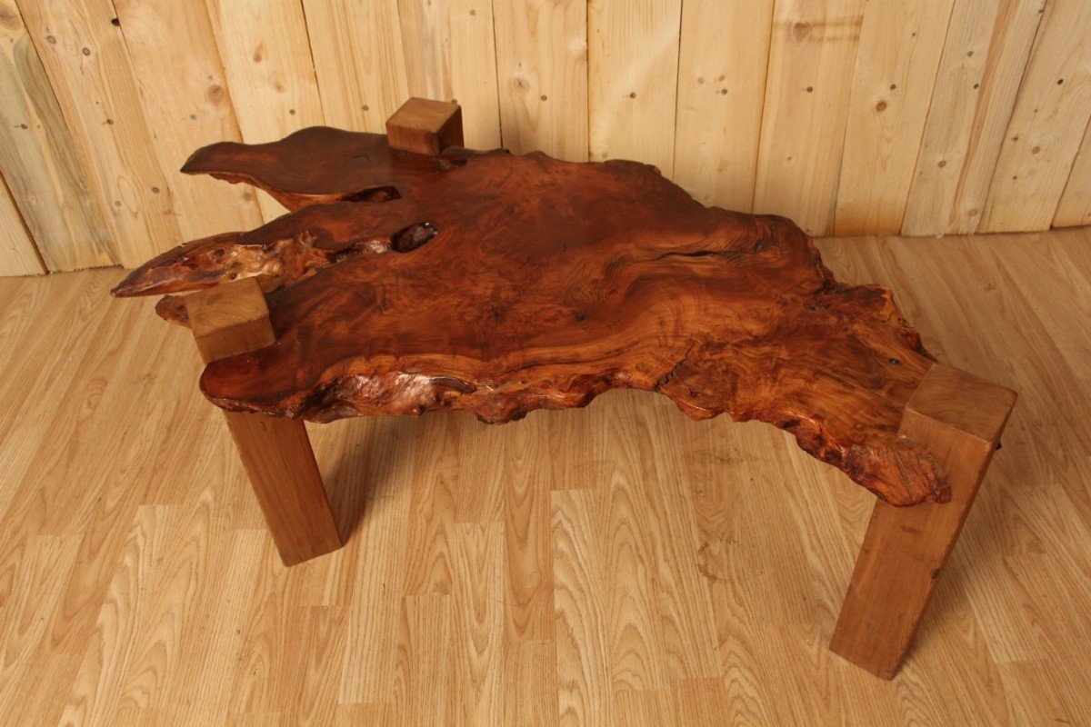 Table Basse Tronc d'Arbre Brutaliste