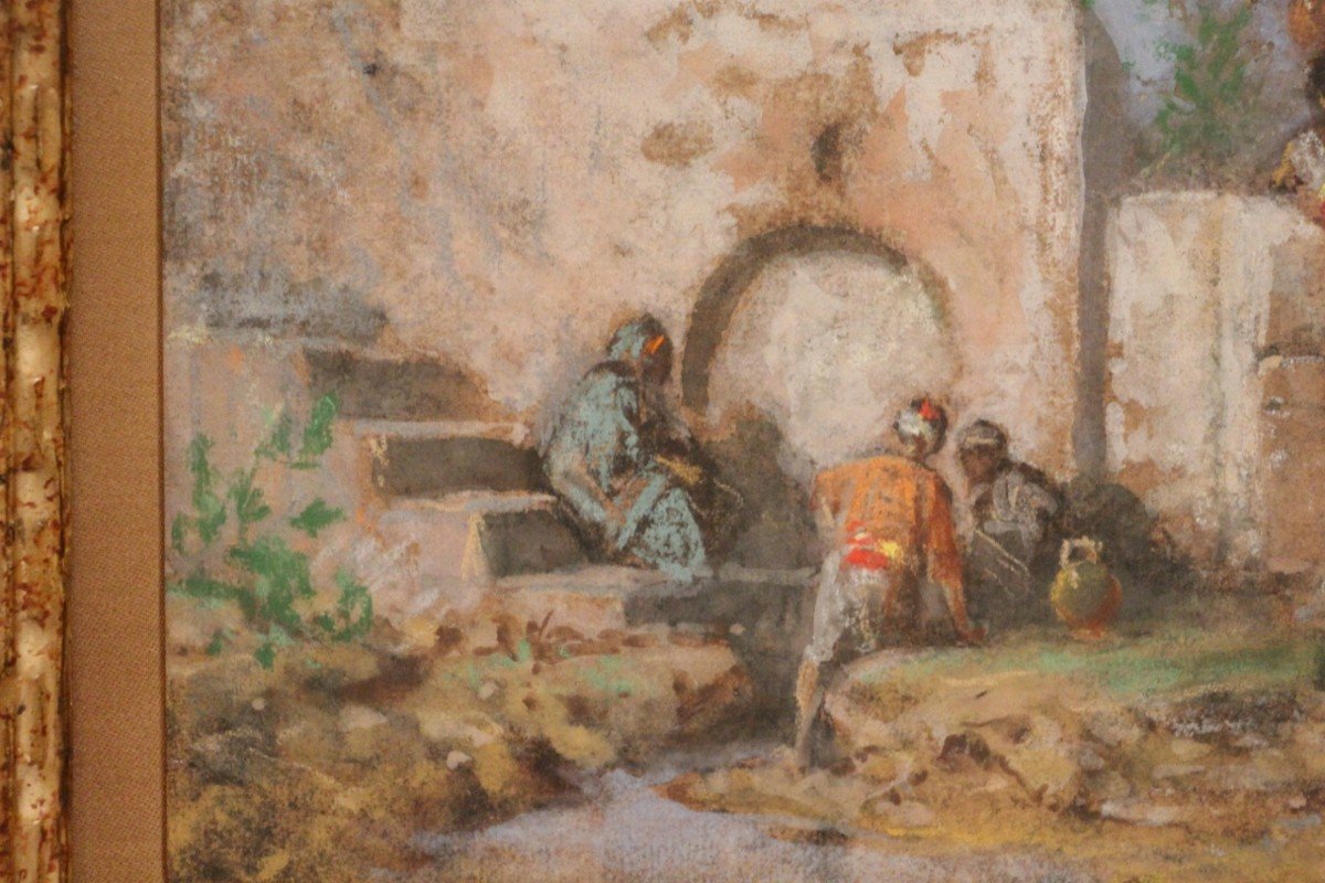 Orientalist Pastel By Louis Tesson Nineteenth-photo-1