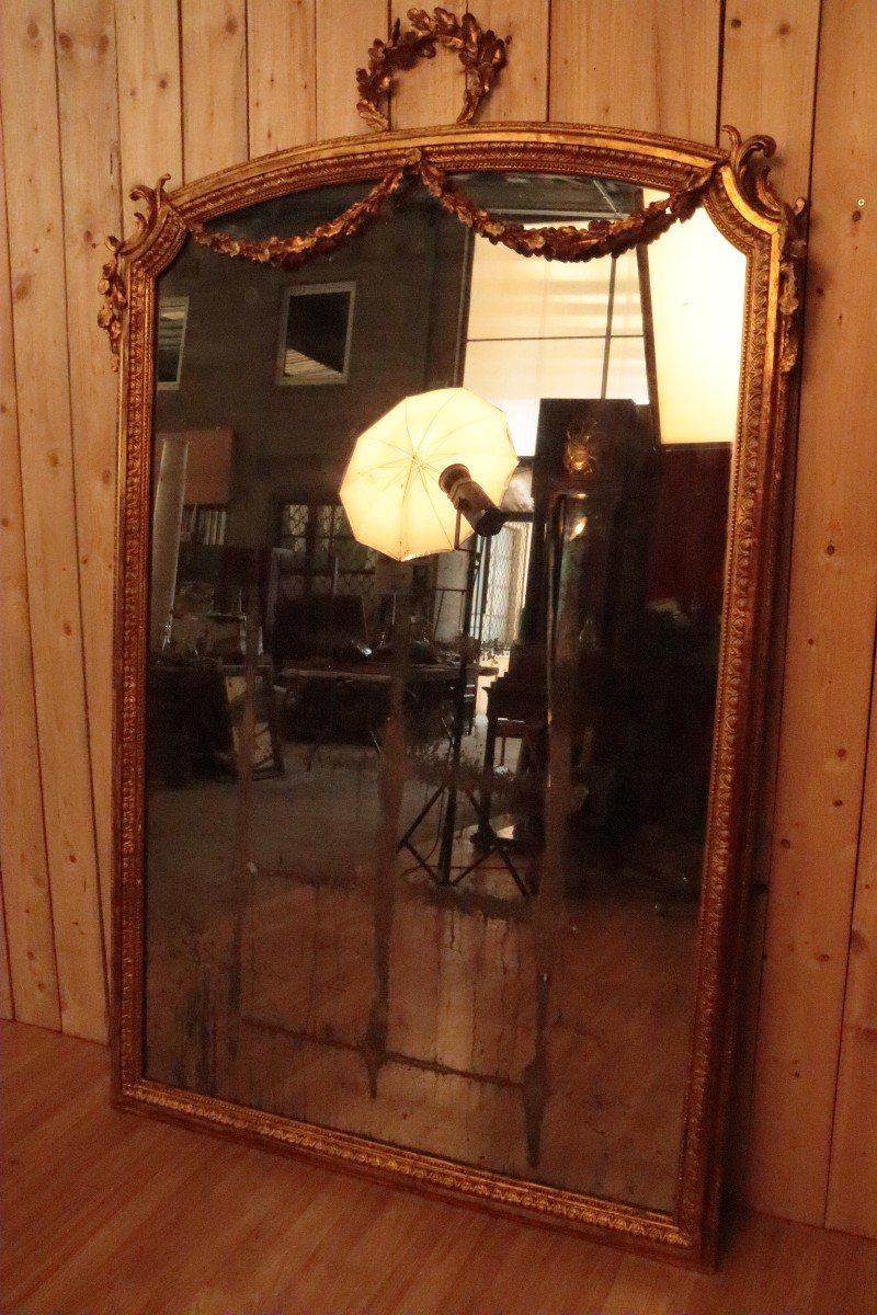 Large Napoleon III Style Mirror XIXth Golden-photo-2