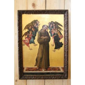 Painting Of Saint Francis Of Assisi With Angels After Sandro Botticelli