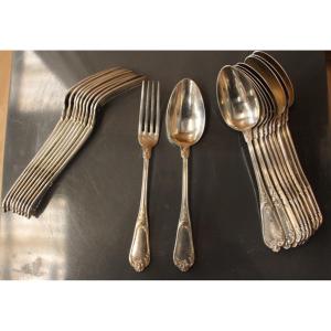 Housewife In Sterling Silver, Minerva Hallmark, 10 Forks, 10 Spoons 