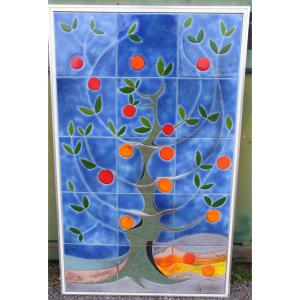 grand panneau mural en céramique de gilbert valentin 