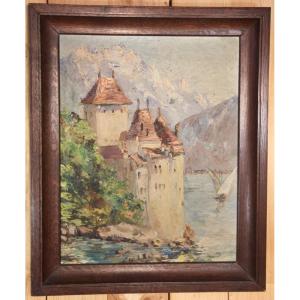 Tableau Ecole Suisse " Chateau De Chillon "