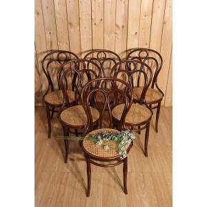 série de 6 chaises bistrot hofmann modèle aile d'ange 