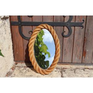 Oval Rope Mirror By Audoux Minnet 60s