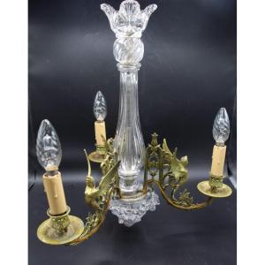 petit lustre en cristal et bronze de la maison baccarat XIXeme
