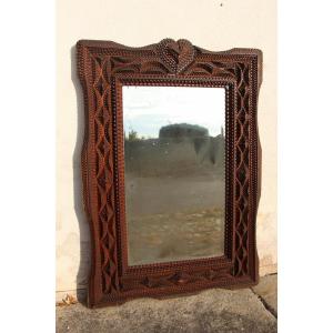grand miroir tramp art XIXeme