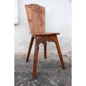 Chaise Art Nouveau A Décor De Lierre