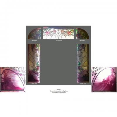 Stained Glass Set With Acid Triple Layers, Gruber