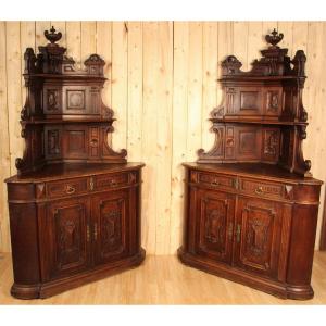 Large Pair Of 19th Century Castle Corners