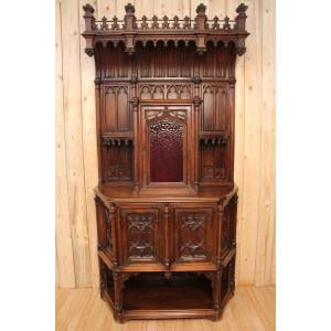 Credenza In Walnut 19th Flamboyant Neo-gothic