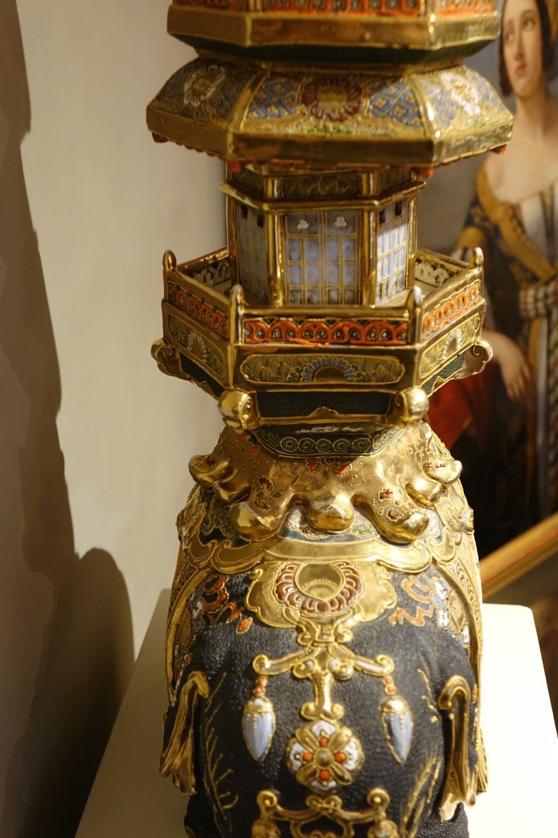 Elephant With Its Satsuma Porcelain Palanquin, 19th C.-photo-3