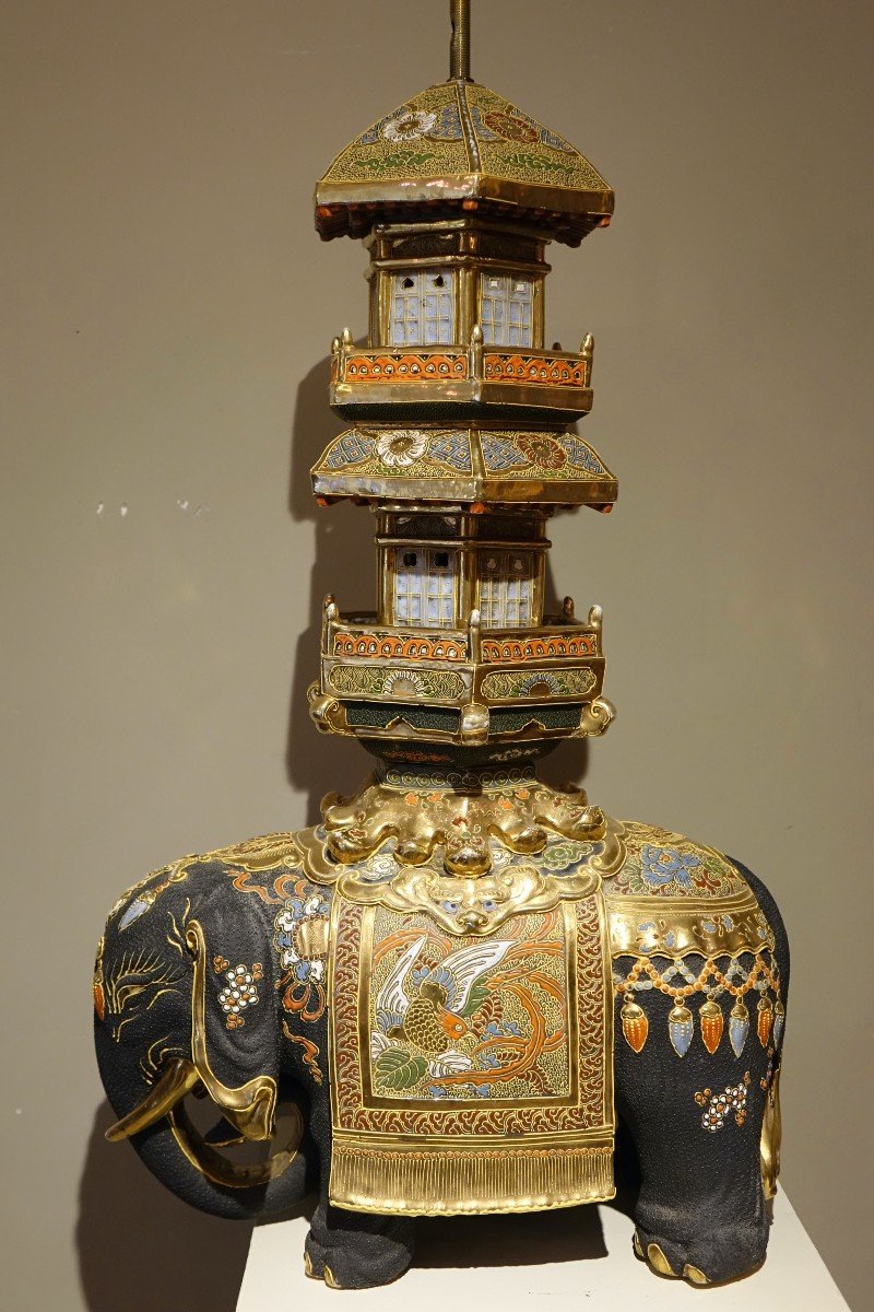 Elephant With Its Satsuma Porcelain Palanquin, 19th C.