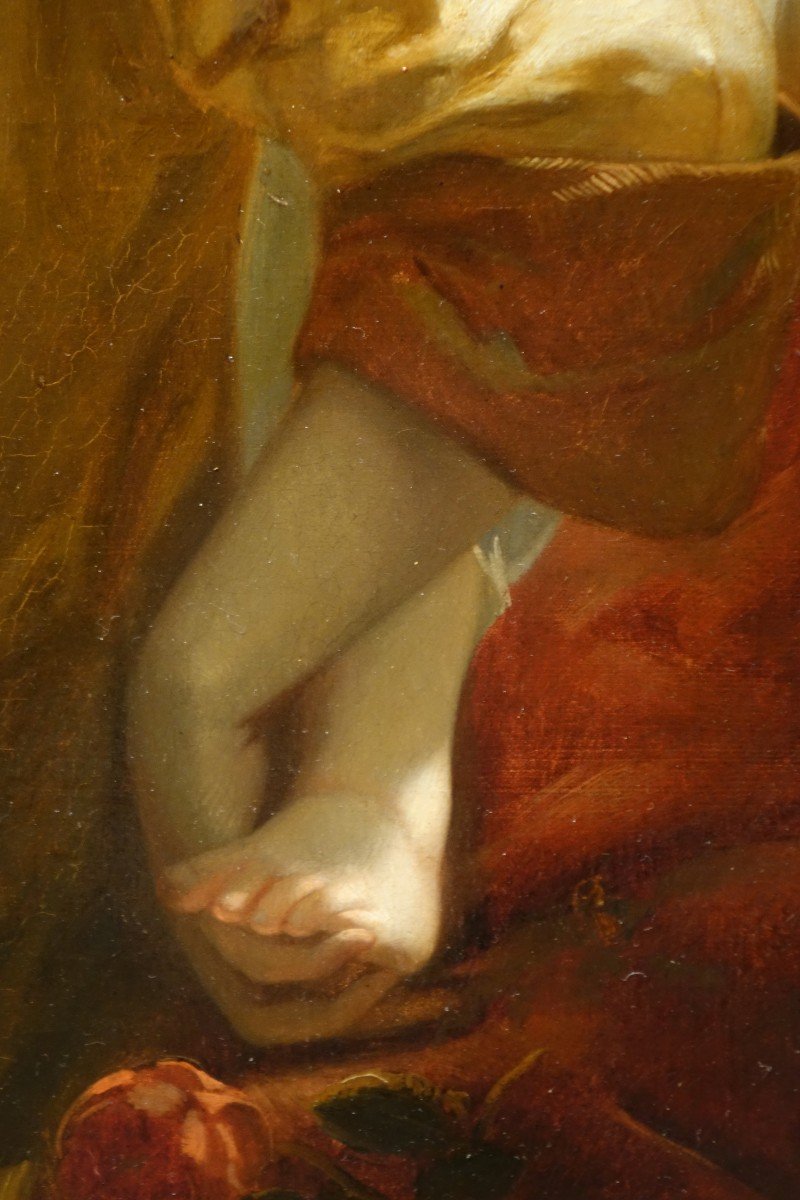 "jeune femme au miroir", huile sur toile, Ch. Louis Muller( 1815-1892)-photo-6