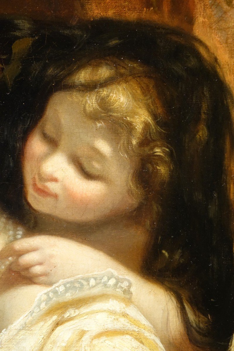 "jeune femme au miroir", huile sur toile, Ch. Louis Muller( 1815-1892)-photo-7
