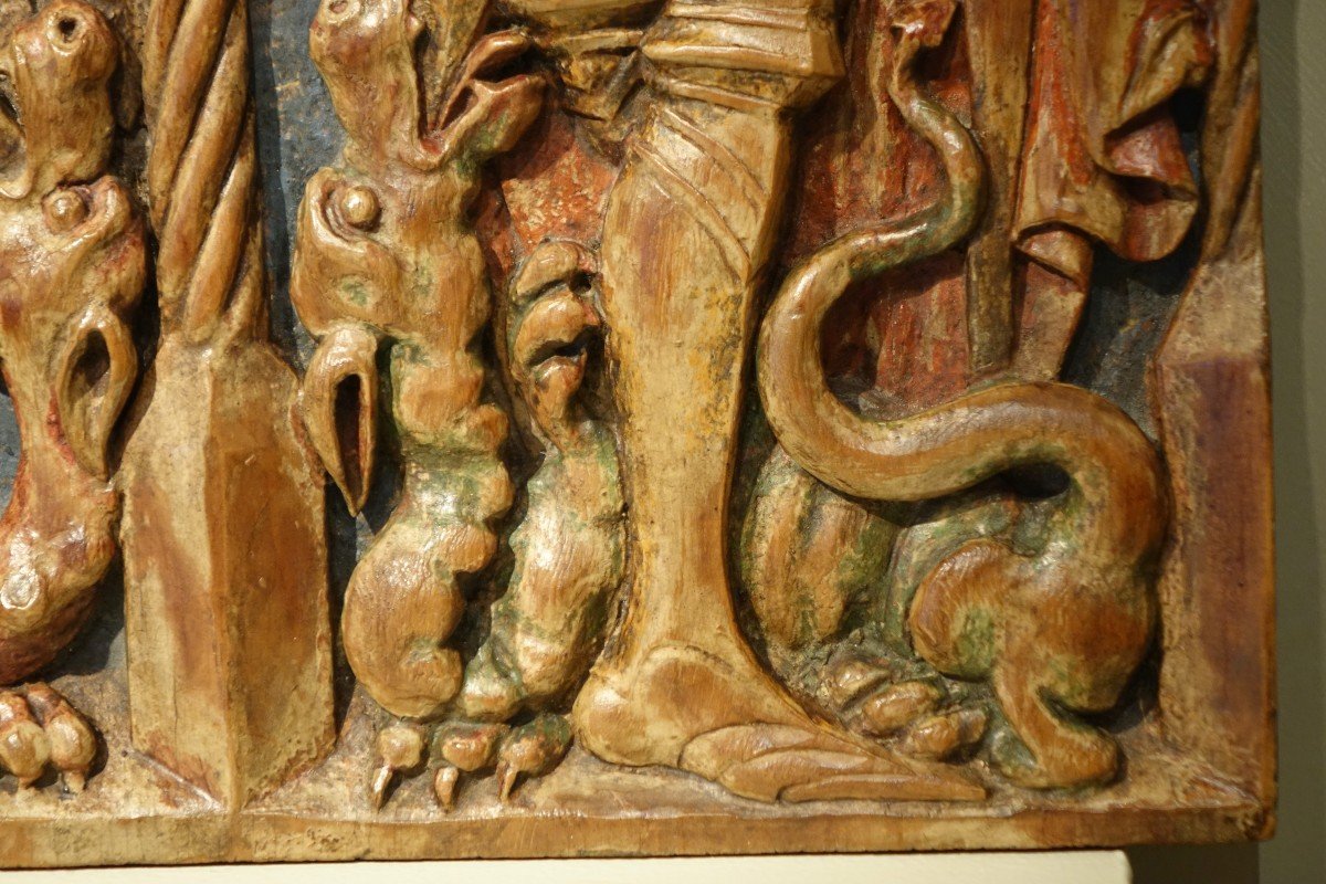 Mid-relief In Linden, Saint George And Saint Michael, Swabia, Circa 1500-photo-4