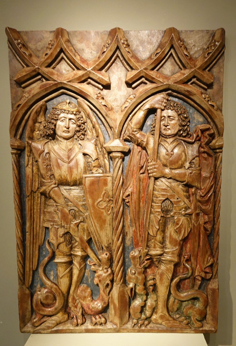 Mid-relief In Linden, Saint George And Saint Michael, Swabia, Circa 1500-photo-8
