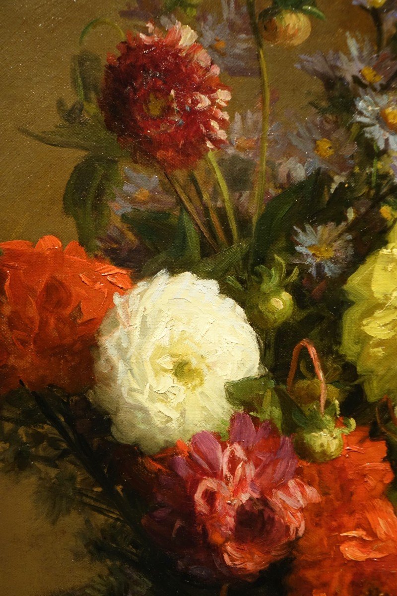 Bouquet De Dahlias Dans Un Vase Japonais, A.melot, 1883-photo-1