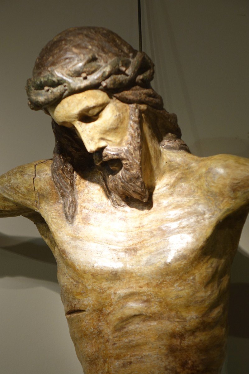 Très grand Christ en bois peint, Allemagne,16e S.-photo-3