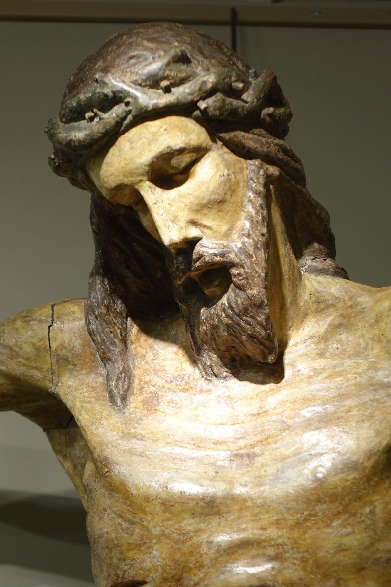 Très grand Christ en bois peint, Allemagne,16e S.-photo-4