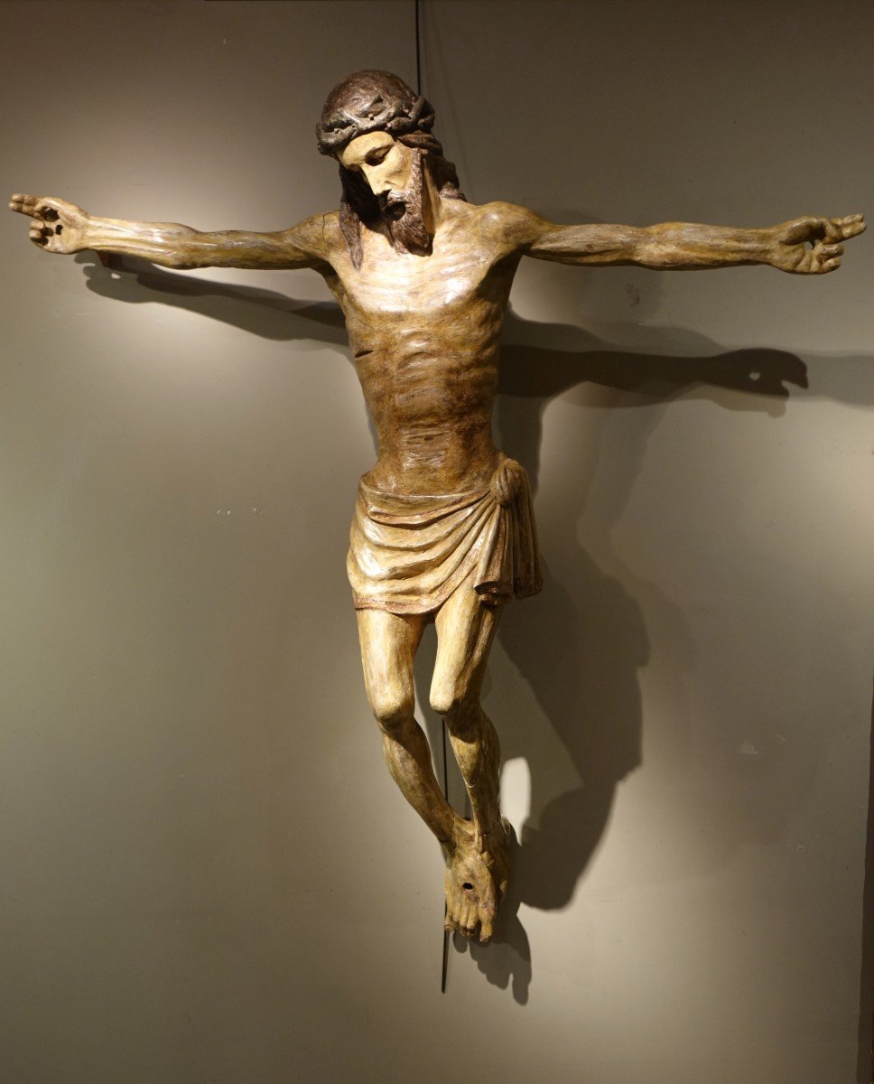 Très grand Christ en bois peint, Allemagne,16e S.