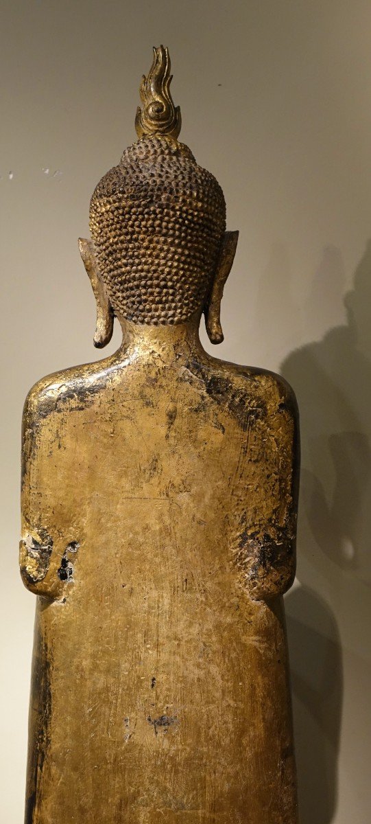 Bouddha en bois laqué et doré, Siam, 18e S.-photo-2