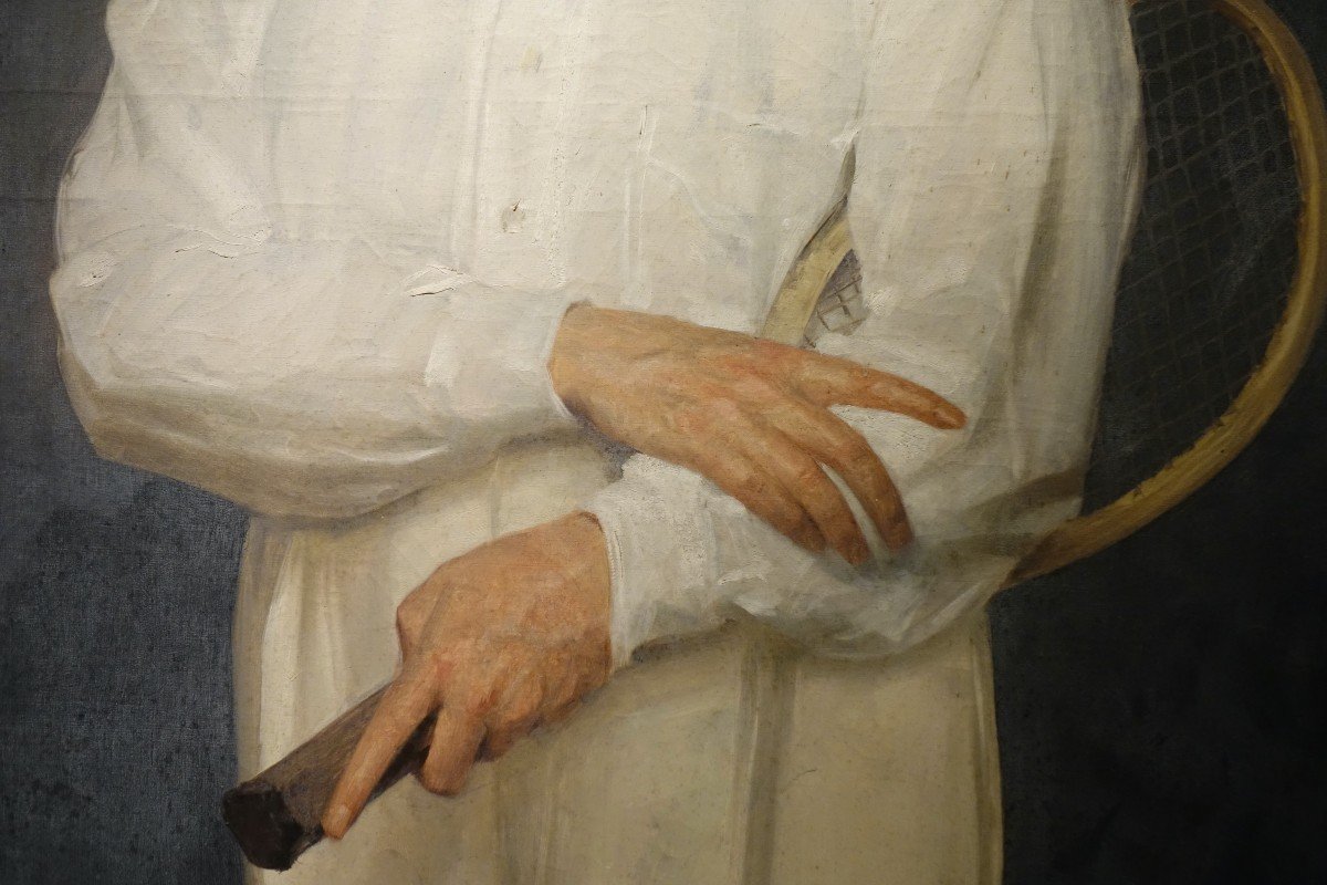 Portrait d'un tennisman , huile sur toile, maurice Joron, Vers 1930-photo-3