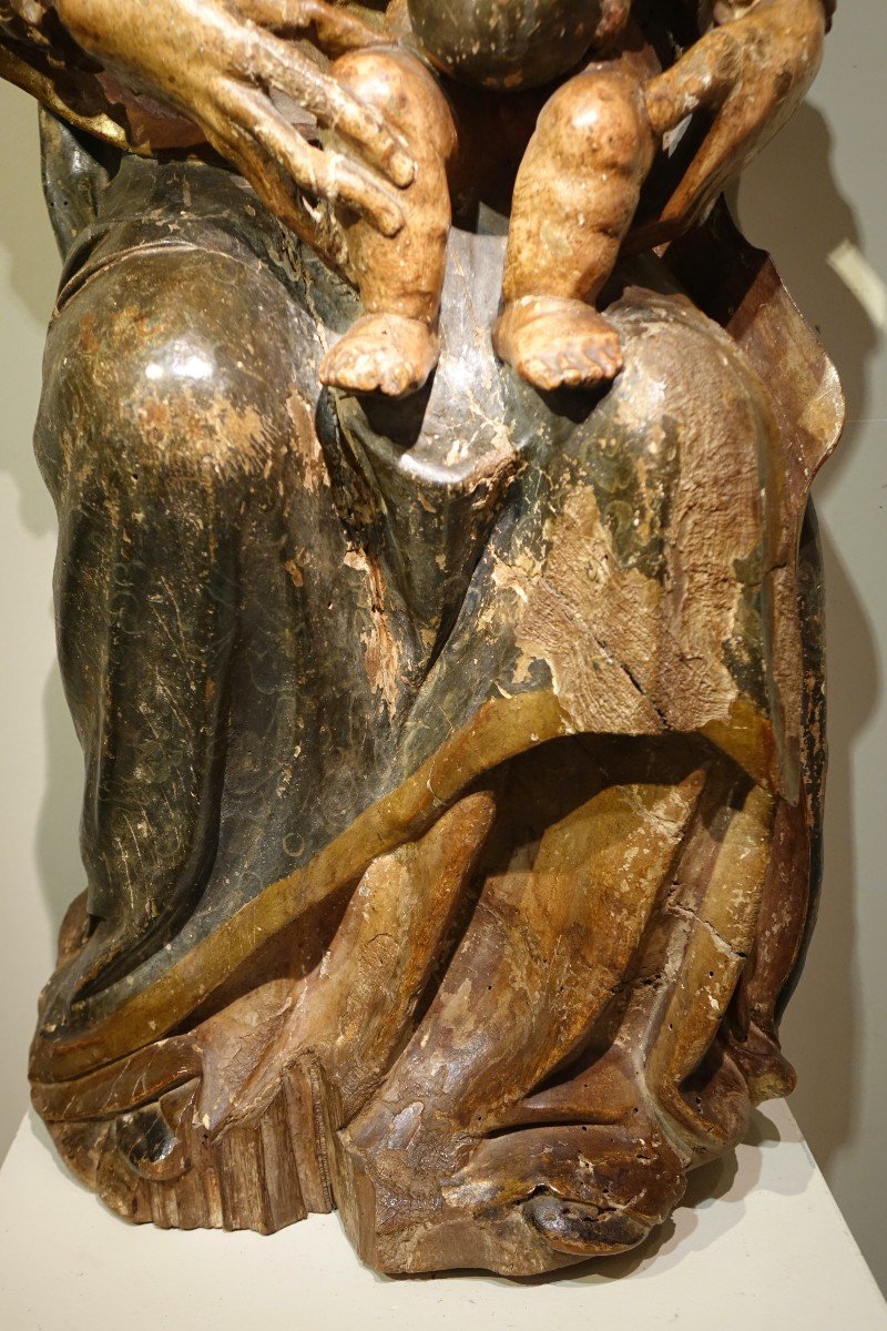 Large Virgin And Child, Spain, 16th C.-photo-3