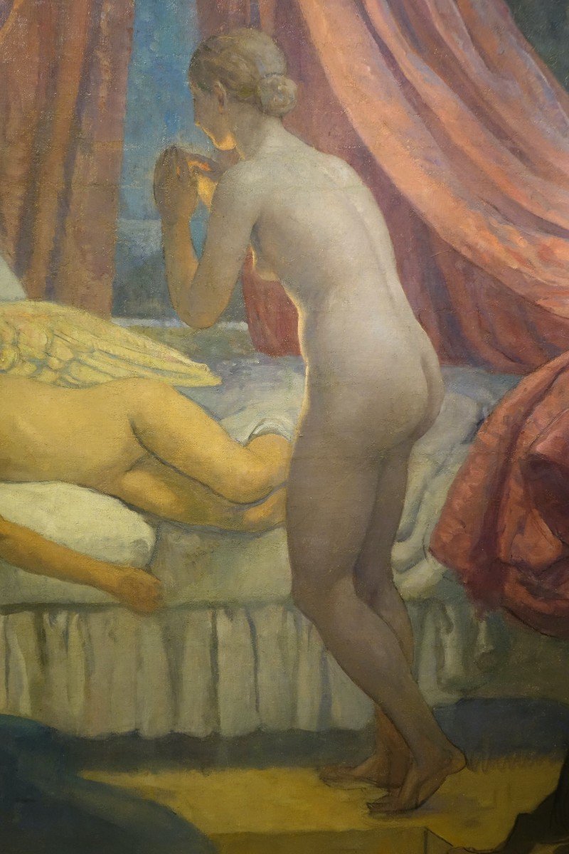 The Sleep Of Cupidon, Signed Raynolt , Circa 1925-1930-photo-2