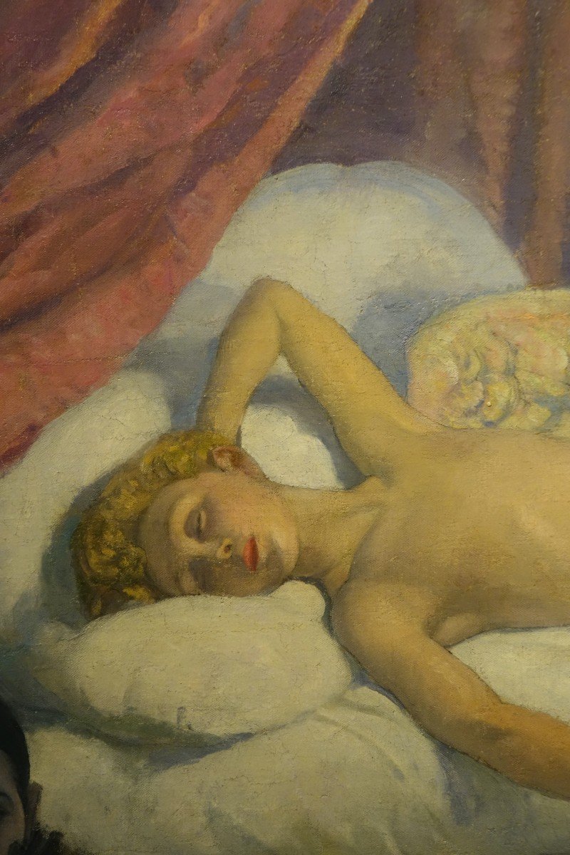 The Sleep Of Cupidon, Signed Raynolt , Circa 1925-1930-photo-3