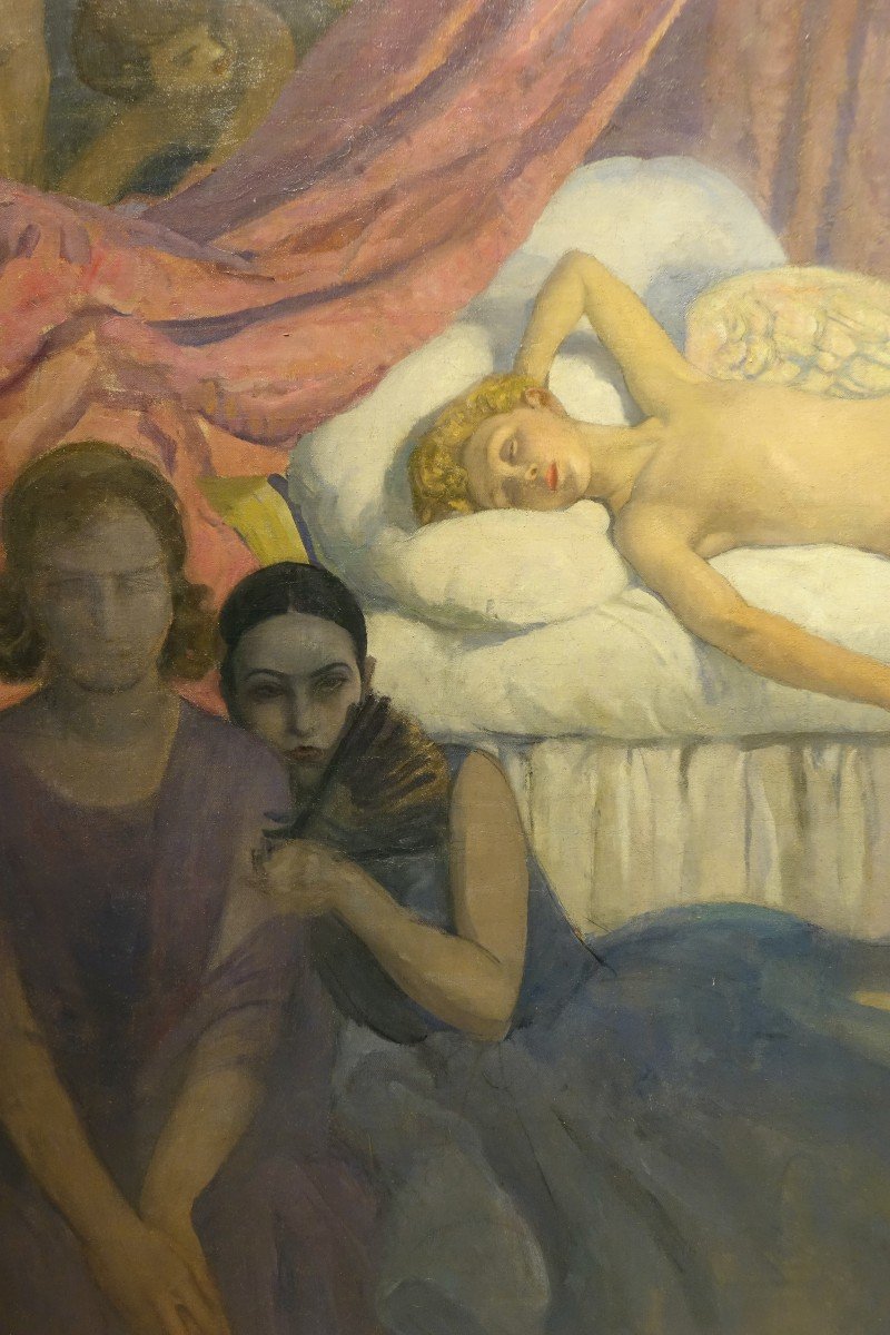 The Sleep Of Cupidon, Signed Raynolt , Circa 1925-1930-photo-4