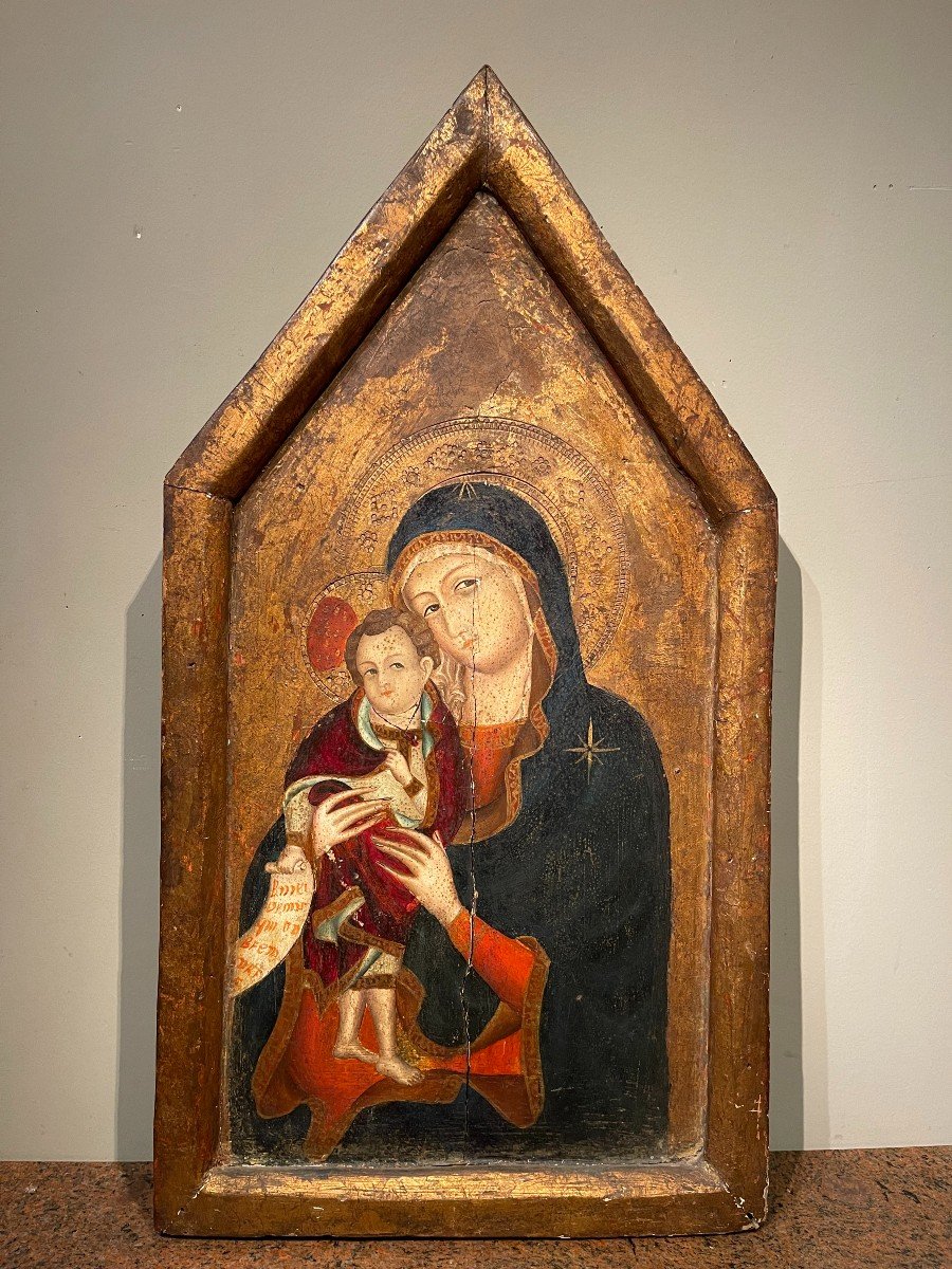 Painted Panel Representing The Virgin And Child, Italy, 19th C.-photo-3