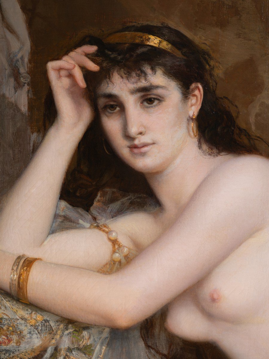 “the Model”, Very Large Oil On Canvas,a.f. Laurens, 1883-photo-5