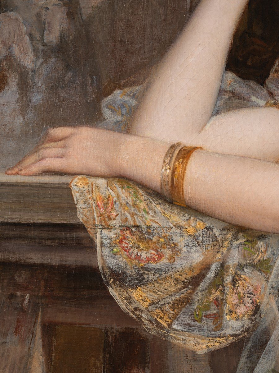 "Le modèle", très grande huile sur toile, A.F.LAURENS, 1883-photo-6