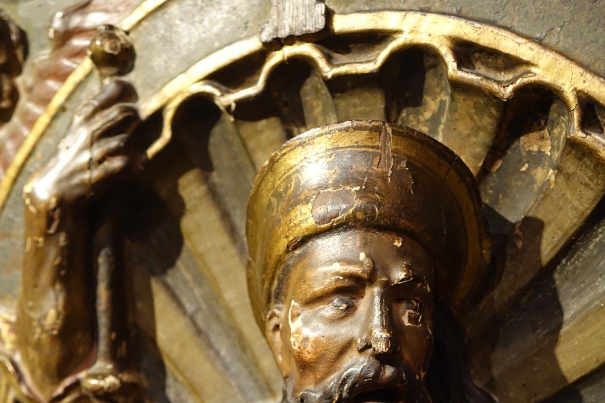 Mi-relief en bois doré et polychromé, représentant saint-Roch.  Espagne , 16e S.-photo-3